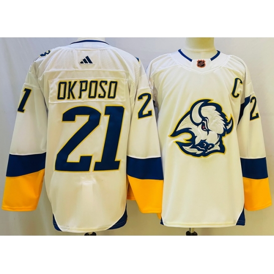 Men Buffalo Sabres #21 Kyle Okposo White 2022 23 Reverse Retro Stitched Jersey->anaheim ducks->NHL Jersey