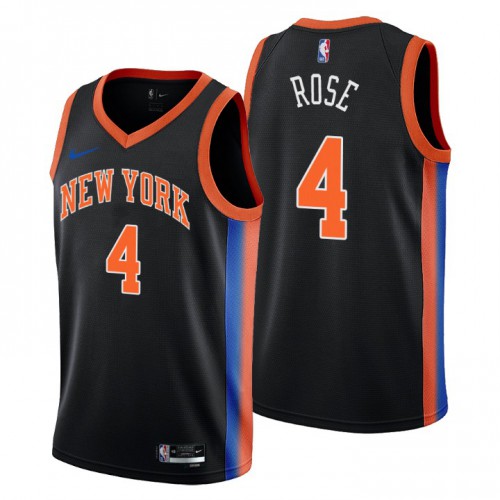 Nike New York Knicks #4 Derrick Rose Men’s 2022-23 City Edition NBA Jersey – Cherry Blossom Black Men’s->new york knicks->NBA Jersey