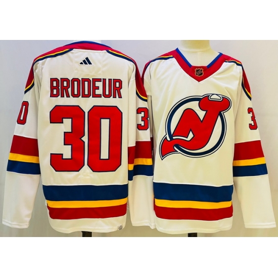 Men New Jersey Devils 30 Martin Brodeur White 2022 #23 Reverse Retro Stitched Jersey->ottawa senators->NHL Jersey