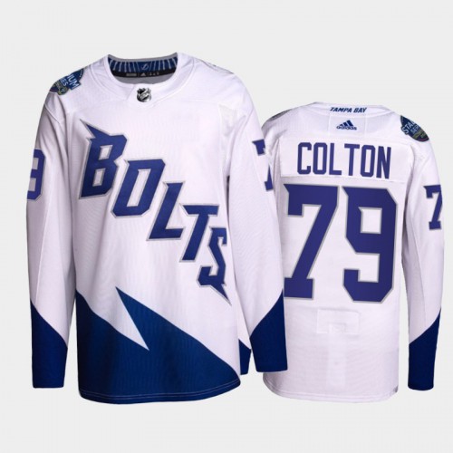 Adidas Tampa Bay Lightning #79 Ross Colton Men’s 2022 Stadium Series Authentic NHL Jersey – White Men’s->tampa bay lightning->NHL Jersey