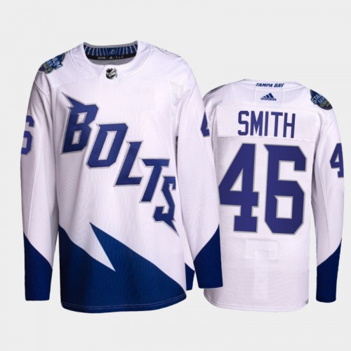 Adidas Tampa Bay Lightning #46 Gemel Smith Men’s 2022 Stadium Series Authentic NHL Jersey – White Men’s->tampa bay lightning->NHL Jersey