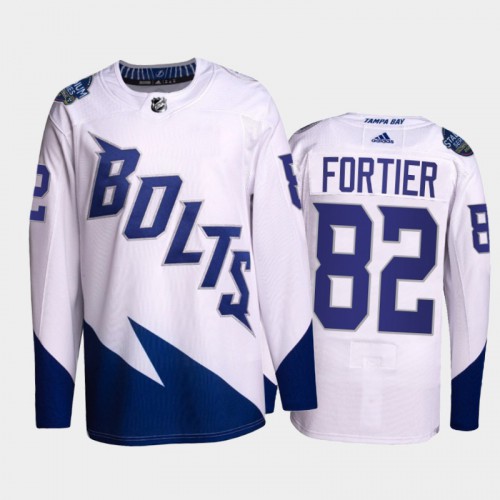 Adidas Tampa Bay Lightning #82 Gabriel Fortier Men’s 2022 Stadium Series Authentic NHL Jersey – White Men’s->tampa bay lightning->NHL Jersey