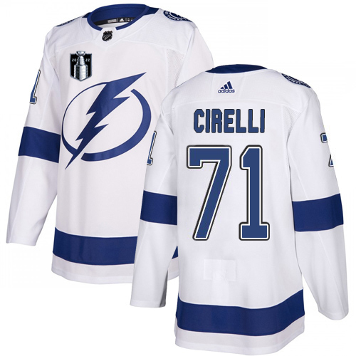 Adidas Tampa Bay Lightning #71 Anthony Cirelli White 2022 Stanley Cup Final Patch Road Authentic NHL Stanley Cup Final Patch Jersey Men’s->tampa bay lightning->NHL Jersey