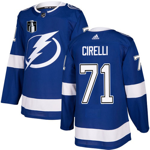 Adidas Tampa Bay Lightning #71 Anthony Cirelli Blue 2022 Stanley Cup Final Patch Home Authentic Stitched NHL Jersey Men’s->tampa bay lightning->NHL Jersey