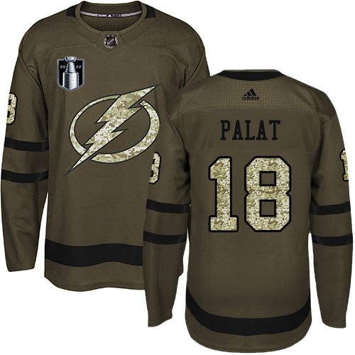 Adidas Tampa Bay Lightning #18 Ondrej Palat Green 2022 Stanley Cup Final Patch Salute to Service Stitched NHL Jersey Men’s->women nhl jersey->Women Jersey