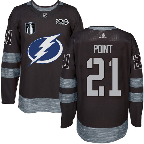 Adidas Tampa Bay Lightning #21 Brayden Point Black 2022 Stanley Cup Final Patch 100th Anniversary Stitched NHL Jersey Men’s->women nhl jersey->Women Jersey