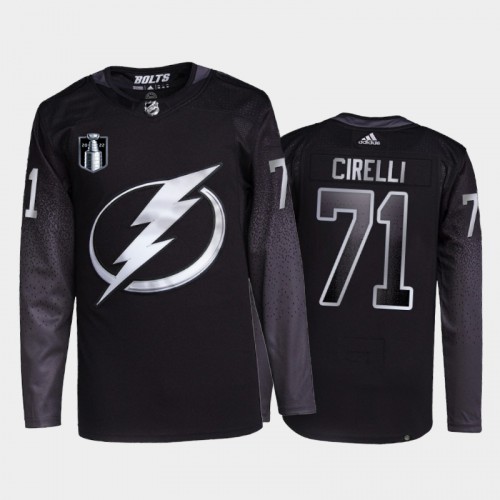 Adidas Tampa Bay Lightning #71 Anthony Cirelli Men’s 2022 Stanley Cup Final Patch Alternate Authentic NHL Jersey – Black Men’s->tampa bay lightning->NHL Jersey