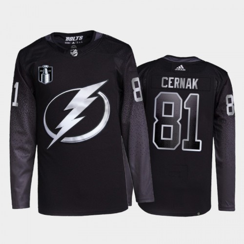 Adidas Tampa Bay Lightning #81 Erik Cernak Men’s 2022 Stanley Cup Final Patch Alternate Authentic NHL Jersey – Black Men’s->tampa bay lightning->NHL Jersey