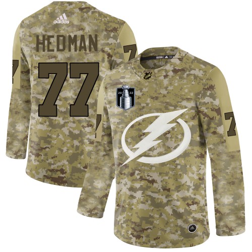 Adidas Tampa Bay Lightning #77 Victor Hedman Camo 2022 Stanley Cup Final Patch Authentic Stitched NHL Jersey Men’s->tampa bay lightning->NHL Jersey