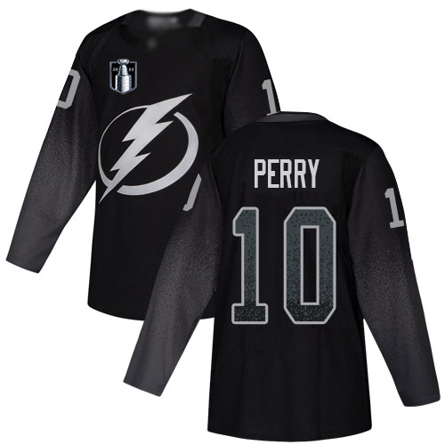 Adidas Tampa Bay Lightning #10 Corey Perry Black 2022 Stanley Cup Final Patch Alternate Authentic Stitched NHL Jersey Men’s->youth nhl jersey->Youth Jersey