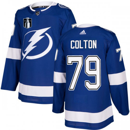 Adidas Tampa Bay Lightning #79 Ross Colton Blue 2022 Stanley Cup Final Patch Home Authentic Stitched NHL Jersey Men’s->tampa bay lightning->NHL Jersey