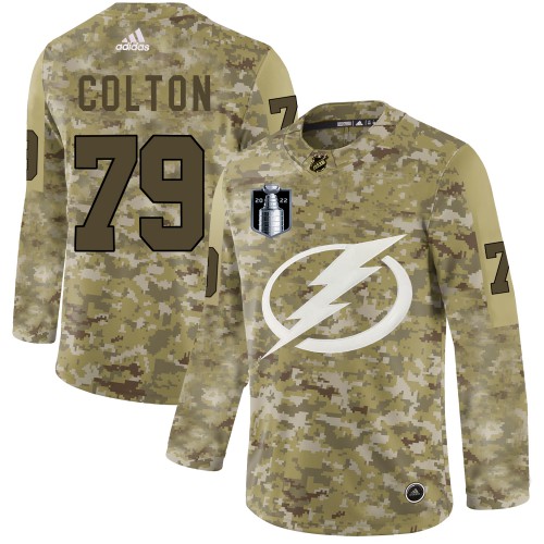 Adidas Tampa Bay Lightning #79 Ross Colton Camo 2022 Stanley Cup Final Patch Authentic Stitched NHL Jersey Men’s->tampa bay lightning->NHL Jersey