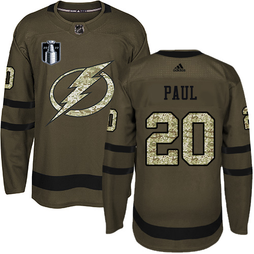 Adidas Tampa Bay Lightning #20 Nicholas Paul Green 2022 Stanley Cup Final Patch Salute to Service Stitched NHL Jersey Men’s->youth nhl jersey->Youth Jersey