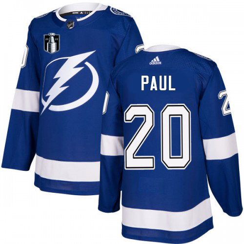 Adidas Tampa Bay Lightning #20 Nicholas Paul Blue 2022 Stanley Cup Final Patch Home Authentic Stitched NHL Jersey Men’s->tampa bay lightning->NHL Jersey