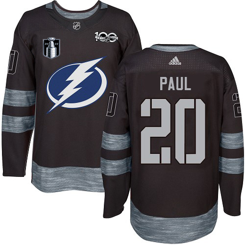 Adidas Tampa Bay Lightning #20 Nicholas Paul Black 2022 Stanley Cup Final Patch 100th Anniversary Stitched NHL Jersey Men’s->youth nhl jersey->Youth Jersey
