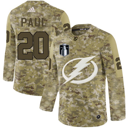 Adidas Tampa Bay Lightning #20 Nicholas Paul Camo 2022 Stanley Cup Final Patch Authentic Stitched NHL Jersey Men’s->youth nhl jersey->Youth Jersey