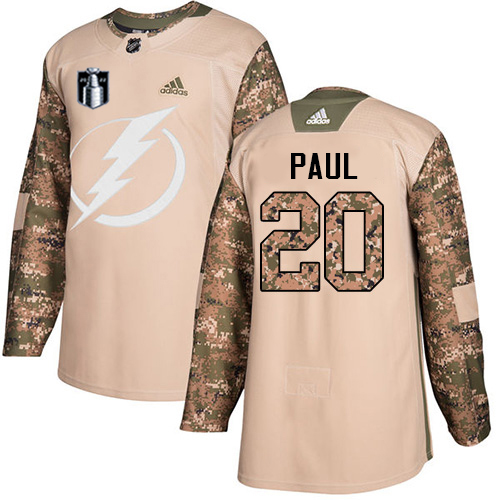 Adidas Tampa Bay Lightning #20 Nicholas Paul Camo Authentic 2022 Stanley Cup Final Patch Veterans Day Stitched NHL Jersey Men’s->youth nhl jersey->Youth Jersey