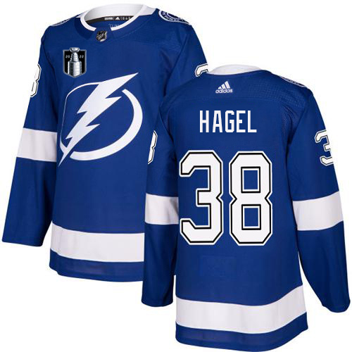 Adidas Tampa Bay Lightning #38 Brandon Hagel Blue 2022 Stanley Cup Final Patch Home Authentic Stitched NHL Jersey Men’s->tampa bay lightning->NHL Jersey