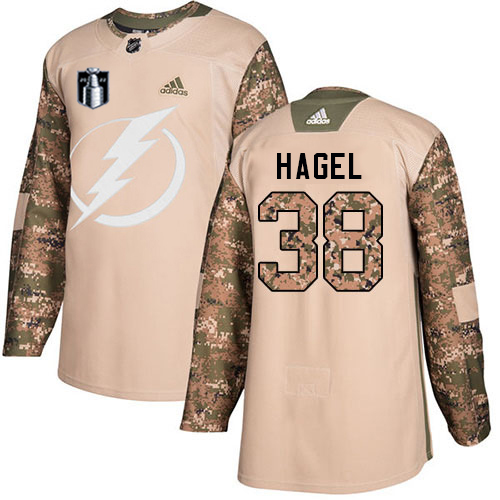 Adidas Tampa Bay Lightning #38 Brandon Hagel Camo Authentic 2022 Stanley Cup Final Patch Veterans Day Stitched NHL Jersey Men’s->tampa bay lightning->NHL Jersey