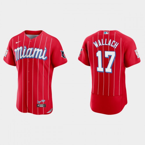Miami Miami Marlins #17 Chad Wallach Men’s Nike 2021 City Connect Authentic MLB Jersey Red Men’s->women mlb jersey->Women Jersey