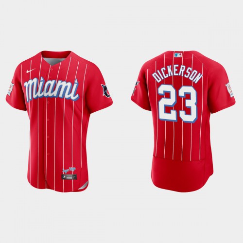 Miami Miami Marlins #23 Corey Dickerson Men’s Nike 2021 City Connect Authentic MLB Jersey Red Men’s->women mlb jersey->Women Jersey