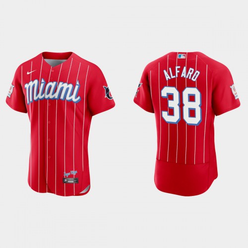 Miami Miami Marlins #38 Jorge Alfaro Men’s Nike 2021 City Connect Authentic MLB Jersey Red Men’s->youth mlb jersey->Youth Jersey