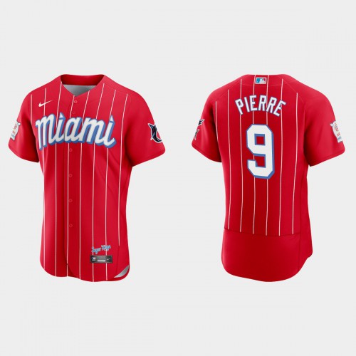 Miami Miami Marlins #9 Juan Pierre Men’s Nike 2021 City Connect Authentic MLB Jersey Red Men’s->youth mlb jersey->Youth Jersey