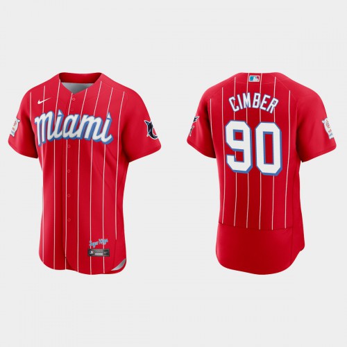 Miami Miami Marlins #90 Adam Cimber Men’s Nike 2021 City Connect Authentic MLB Jersey Red Men’s->youth mlb jersey->Youth Jersey