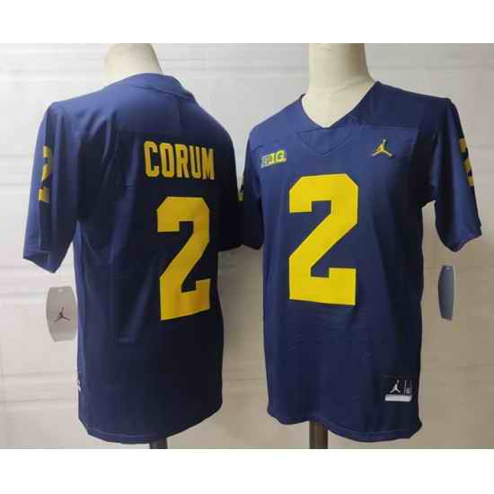 Men Michigan Wolverines Blake Corum #2 Navy High School Stitched Game Jersey->georgia bulldogs->NCAA Jersey