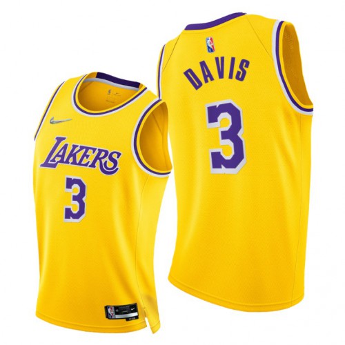 Nike Los Angeles Lakers #3 Anthony Davis Youth 2021-22 75th Diamond Anniversary NBA Jersey Gold Youth->women nba jersey->Women Jersey