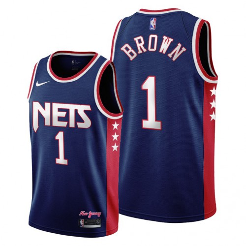 Brooklyn Brooklyn Nets #1 Bruce Brown Youth 2021-22 City Edition Throwback 90s Wordmark Navy NBA Jersey Youth->women nba jersey->Women Jersey
