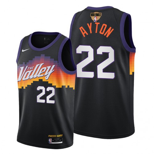 Nike Phoenix Suns #22 Deandre Ayton Youth 2021 NBA Finals Bound City Edition Jersey Black Youth->youth nba jersey->Youth Jersey