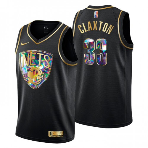 Brooklyn Brooklyn Nets #33 Nicolas Claxton Men’s Golden Edition Diamond Logo 2021/22 Swingman Jersey – Black Men’s->youth nba jersey->Youth Jersey