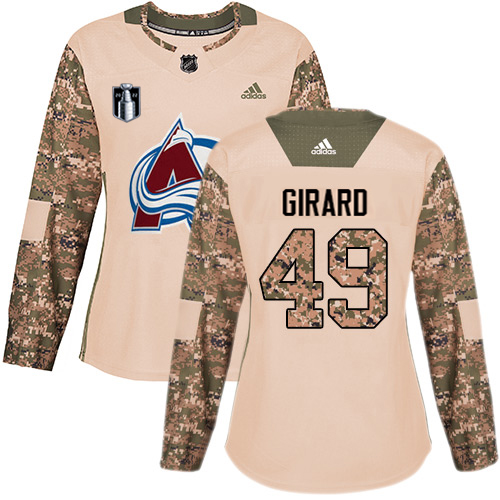 Adidas Colorado Avalanche #49 Samuel Girard Camo Women’s 2022 Stanley Cup Final Patch Authentic Veterans Day Stitched NHL Jersey Womens->women nhl jersey->Women Jersey