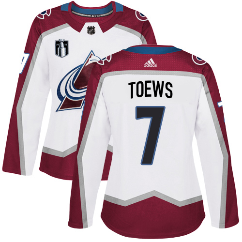 Adidas Colorado Avalanche #7 Devon Toews White Women’s 2022 Stanley Cup Final Patch Road Authentic Stitched NHL Jersey Womens->women nhl jersey->Women Jersey