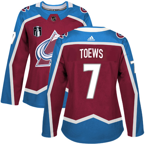 Adidas Colorado Avalanche #7 Devon Toews Burgundy Women’s 2022 Stanley Cup Final Patch Home Authentic Stitched NHL Jersey Womens->youth nhl jersey->Youth Jersey