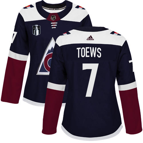 Adidas Colorado Avalanche #7 Devon Toews Navy Women’s 2022 Stanley Cup Final Patch Alternate Authentic Stitched NHL Jersey Womens->youth nhl jersey->Youth Jersey