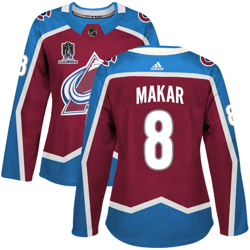 Adidas Colorado Avalanche #8 Cale Makar Burgundy Women’s 2022 Stanley Cup Champions Burgundy Home Authentic Stitched NHL Jersey Womens->women nhl jersey->Women Jersey