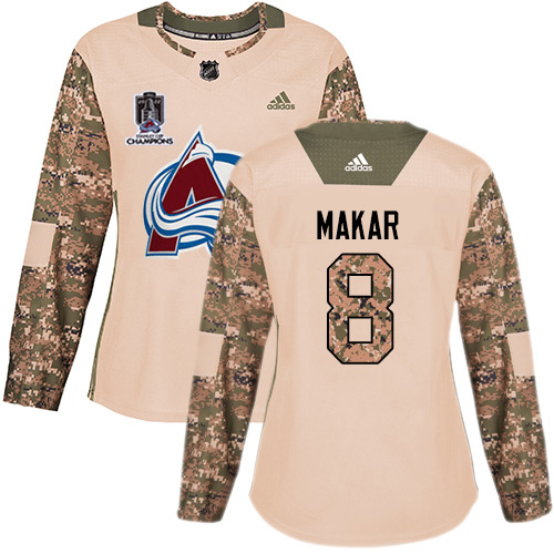 Adidas Colorado Avalanche #8 Cale Makar Camo Authentic Women’s 2022 Stanley Cup Champions Veterans Day Stitched NHL Jersey Womens->women nhl jersey->Women Jersey