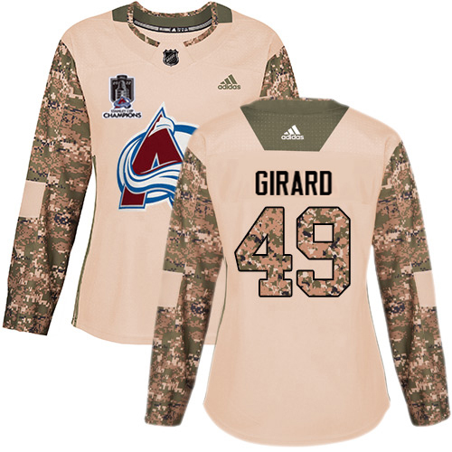 Adidas Colorado Avalanche #49 Samuel Girard Camo Authentic Women’s 2022 Stanley Cup Champions Veterans Day Stitched NHL Jersey Womens->women nhl jersey->Women Jersey