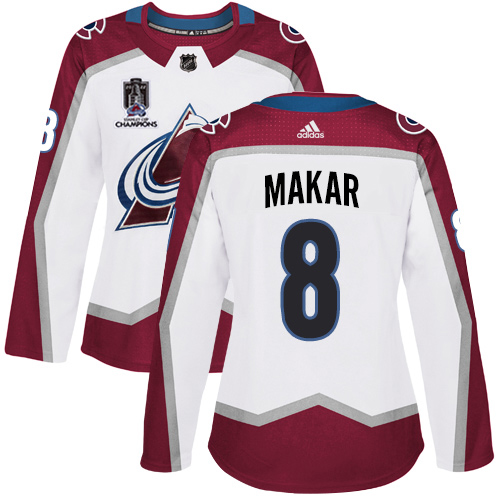 Adidas Colorado Avalanche #8 Cale Makar White Women’s 2022 Stanley Cup Champions Road Authentic Stitched NHL Jersey Womens->colorado avalanche->NHL Jersey