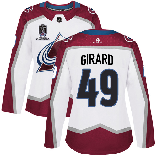 Adidas Colorado Avalanche #49 Samuel Girard White Women’s 2022 Stanley Cup Champions Road Authentic Stitched NHL Jersey Womens->women nhl jersey->Women Jersey