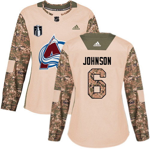 Adidas Colorado Avalanche #6 Erik Johnson Camo Women’s 2022 Stanley Cup Final Patch Authentic Veterans Day Stitched NHL Jersey Womens->women nhl jersey->Women Jersey