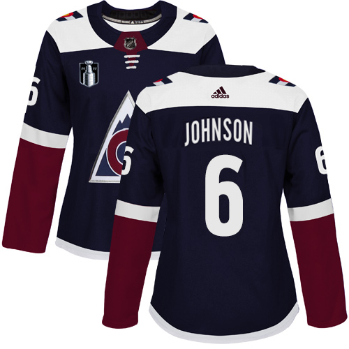 Adidas Colorado Avalanche #6 Erik Johnson Navy Women’s 2022 Stanley Cup Final Patch Alternate Authentic Stitched NHL Jersey Womens->youth nhl jersey->Youth Jersey