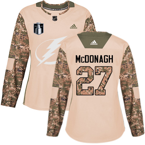 Adidas Tampa Bay Lightning #27 Ryan McDonagh Camo Authentic 2022 Stanley Cup Final Patch Women’s Veterans Day Stitched NHL Jersey Womens->tampa bay lightning->NHL Jersey