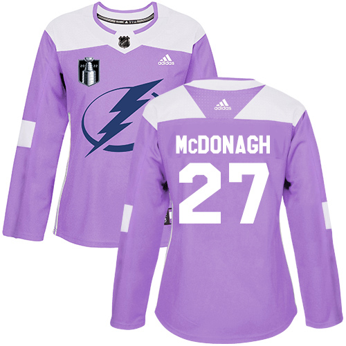 Adidas Tampa Bay Lightning #27 Ryan McDonagh Purple Authentic 2022 Stanley Cup Final Patch Women’s Fights Cancer Stitched NHL Jersey Womens->tampa bay lightning->NHL Jersey