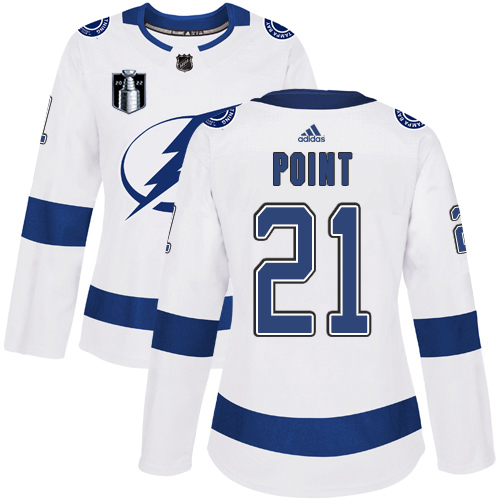 Adidas Tampa Bay Lightning #21 Brayden Point White 2022 Stanley Cup Final Patch Women’s Road Authentic NHL Stanley Cup Final Patch Jersey Womens->tampa bay lightning->NHL Jersey