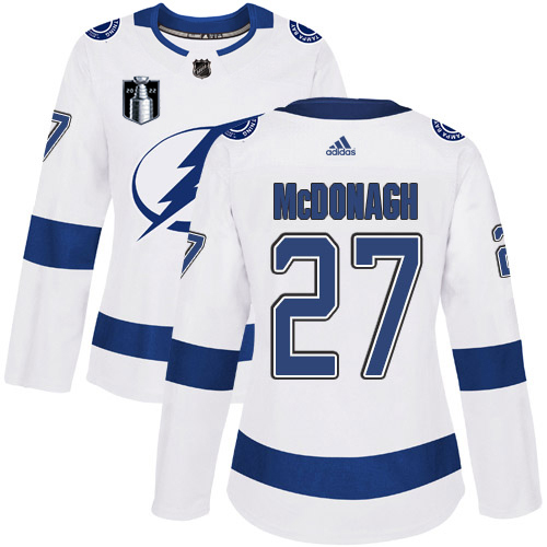 Adidas Tampa Bay Lightning #27 Ryan McDonagh White 2022 Stanley Cup Final Patch Women’s Road Authentic NHL Stanley Cup Final Patch Jersey Womens->youth nhl jersey->Youth Jersey