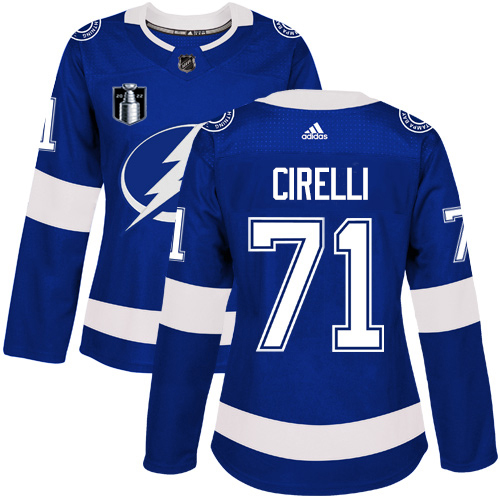 Adidas Tampa Bay Lightning #71 Anthony Cirelli Blue 2022 Stanley Cup Final Patch Women’s Home Authentic Stitched NHL Jersey Womens->tampa bay lightning->NHL Jersey
