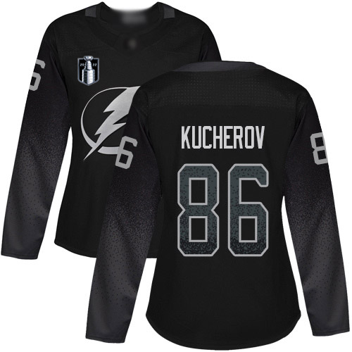 Adidas Tampa Bay Lightning #86 Nikita Kucherov Black 2022 Stanley Cup Final Patch Women’s Alternate Authentic Stitched NHL Jersey Womens->tampa bay lightning->NHL Jersey